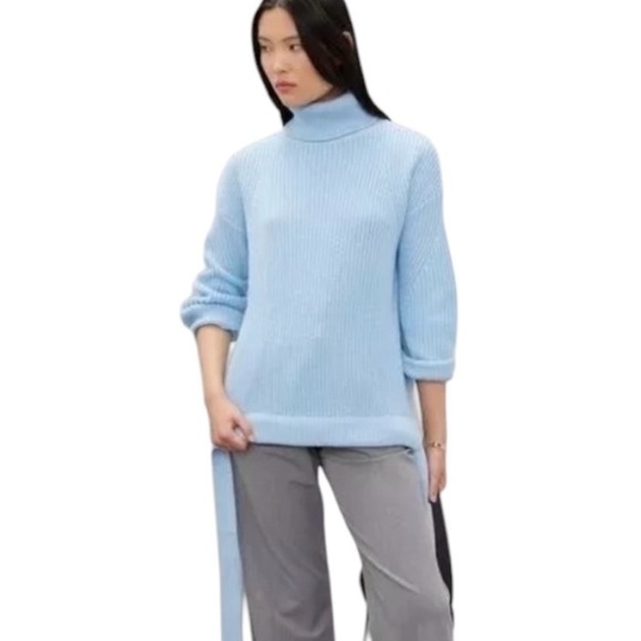 Jason Wu Collective Turtleneck Sweater Chunky Rib Knit Tie Detail Size XL - Picture 1 of 8